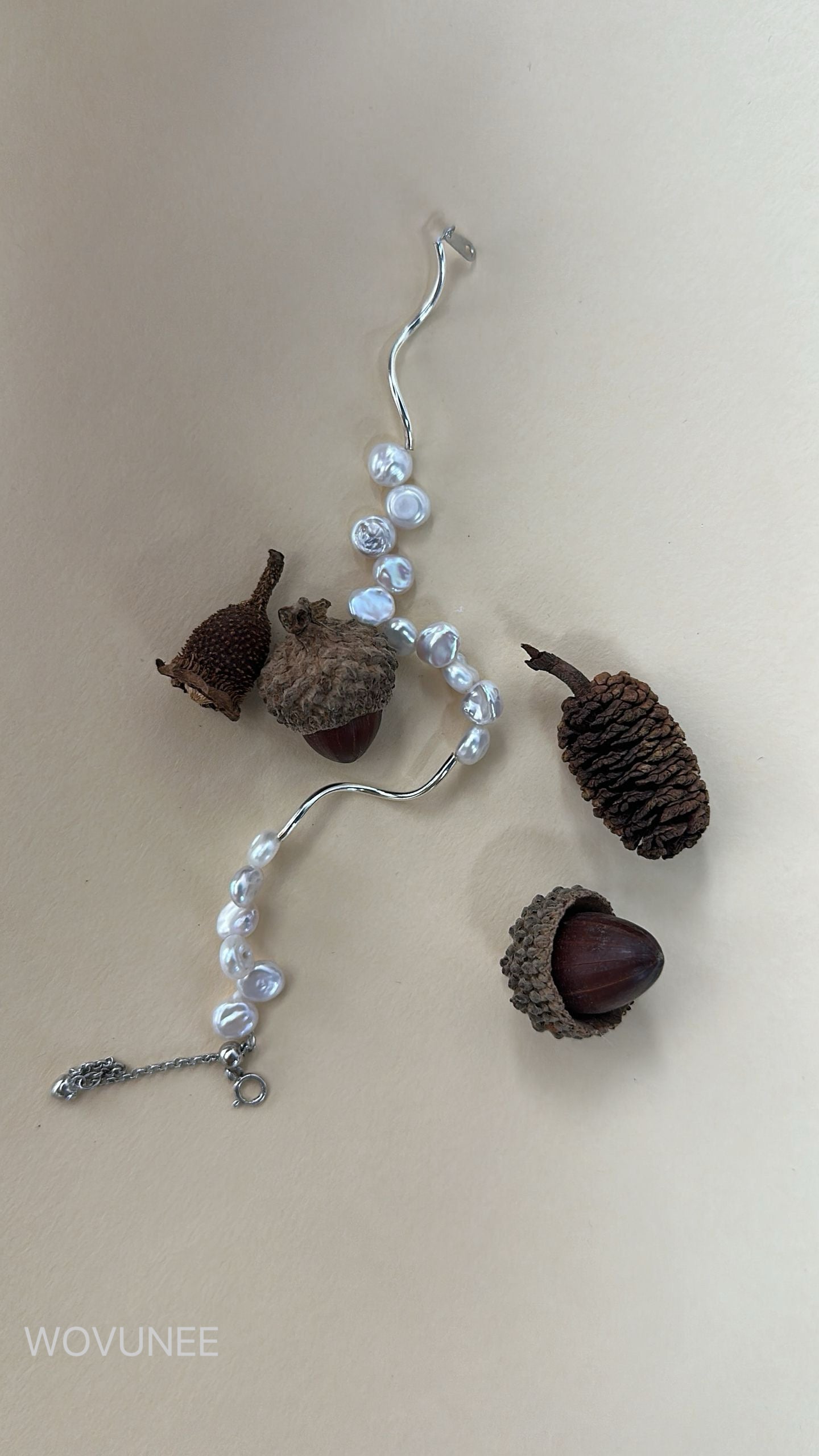 Baroque Pearl Silver Wave Necklace