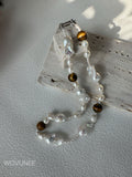 Baroque Pearl & Tiger Eye Bracelet – Organic Irregular Design
