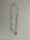 Baroque Pearl Necklace with Gold Accents & Pendant
