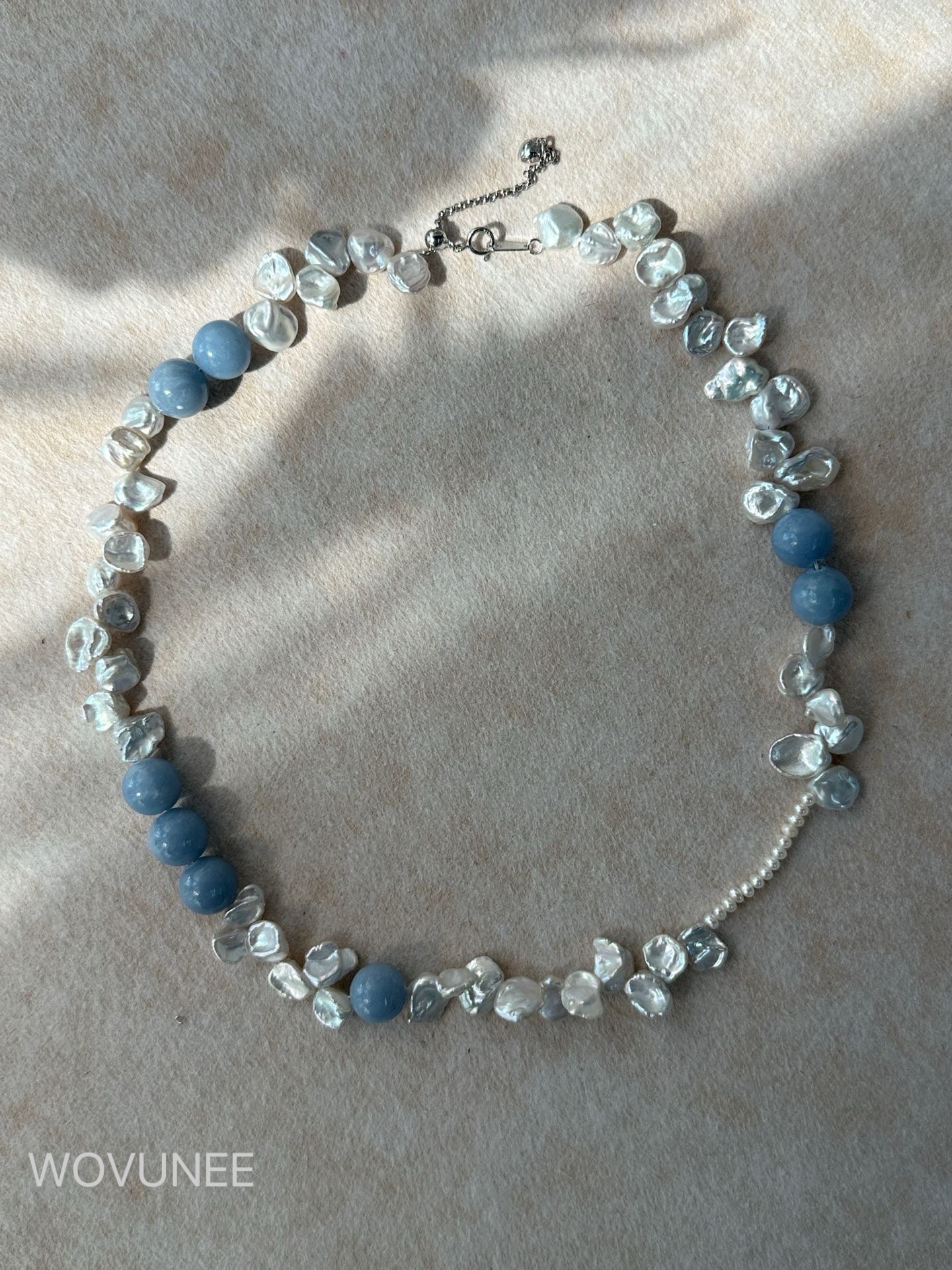 Ocean Breeze Baroque Pearl & Blue Stone Necklace