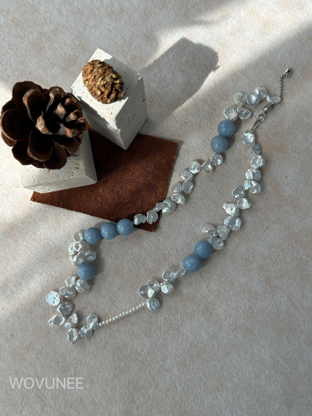 Ocean Breeze Baroque Pearl & Blue Stone Necklace