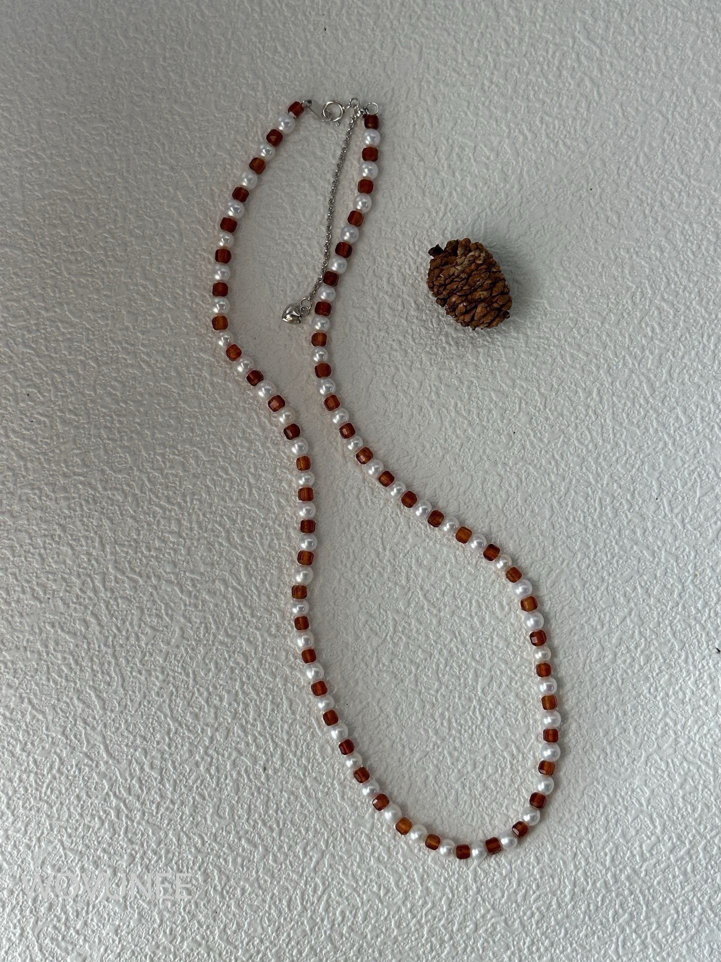 Garnet & Baroque Pearl Necklace – Deep Red Edition