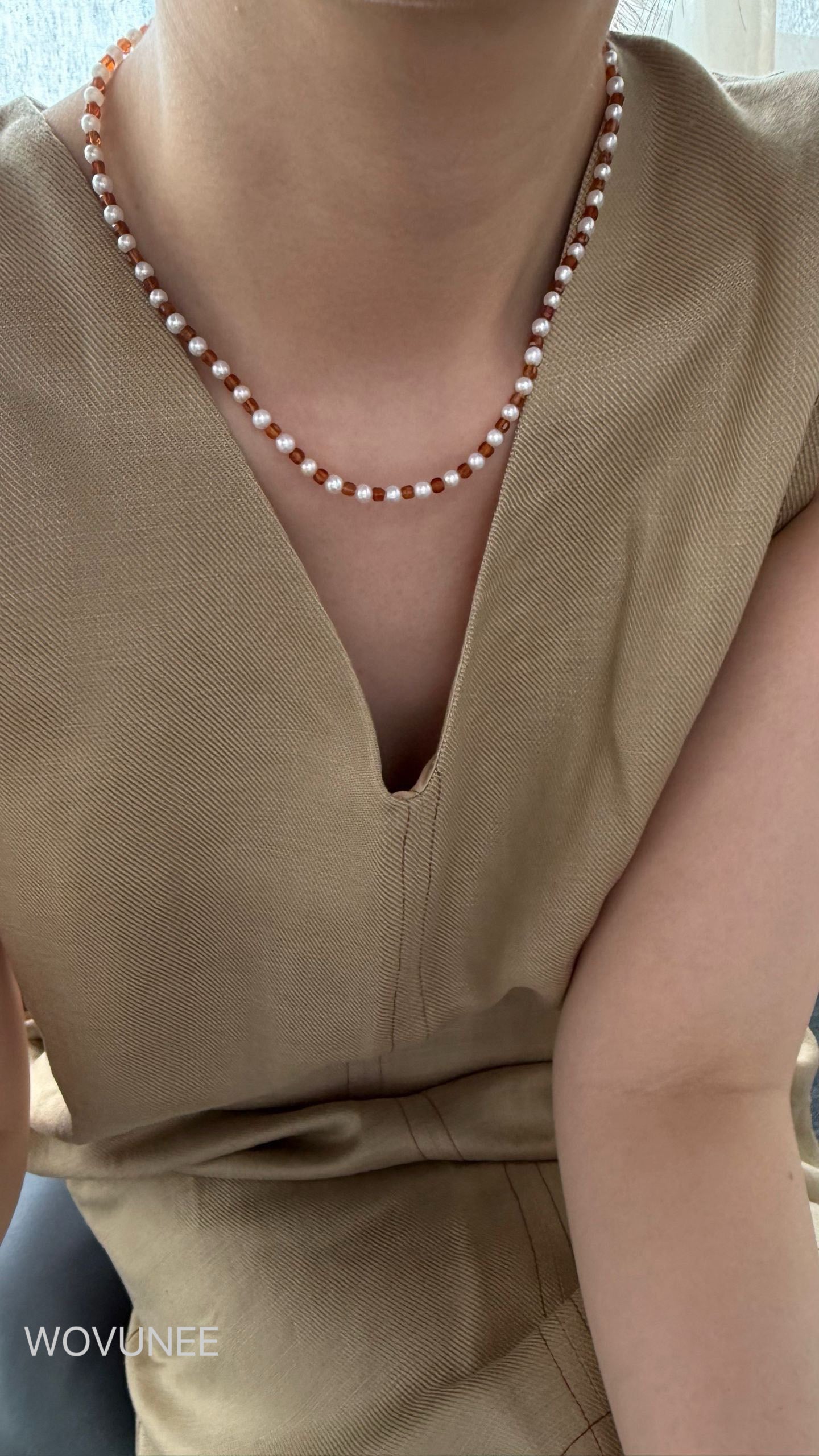 Garnet & Baroque Pearl Necklace – Deep Red Edition