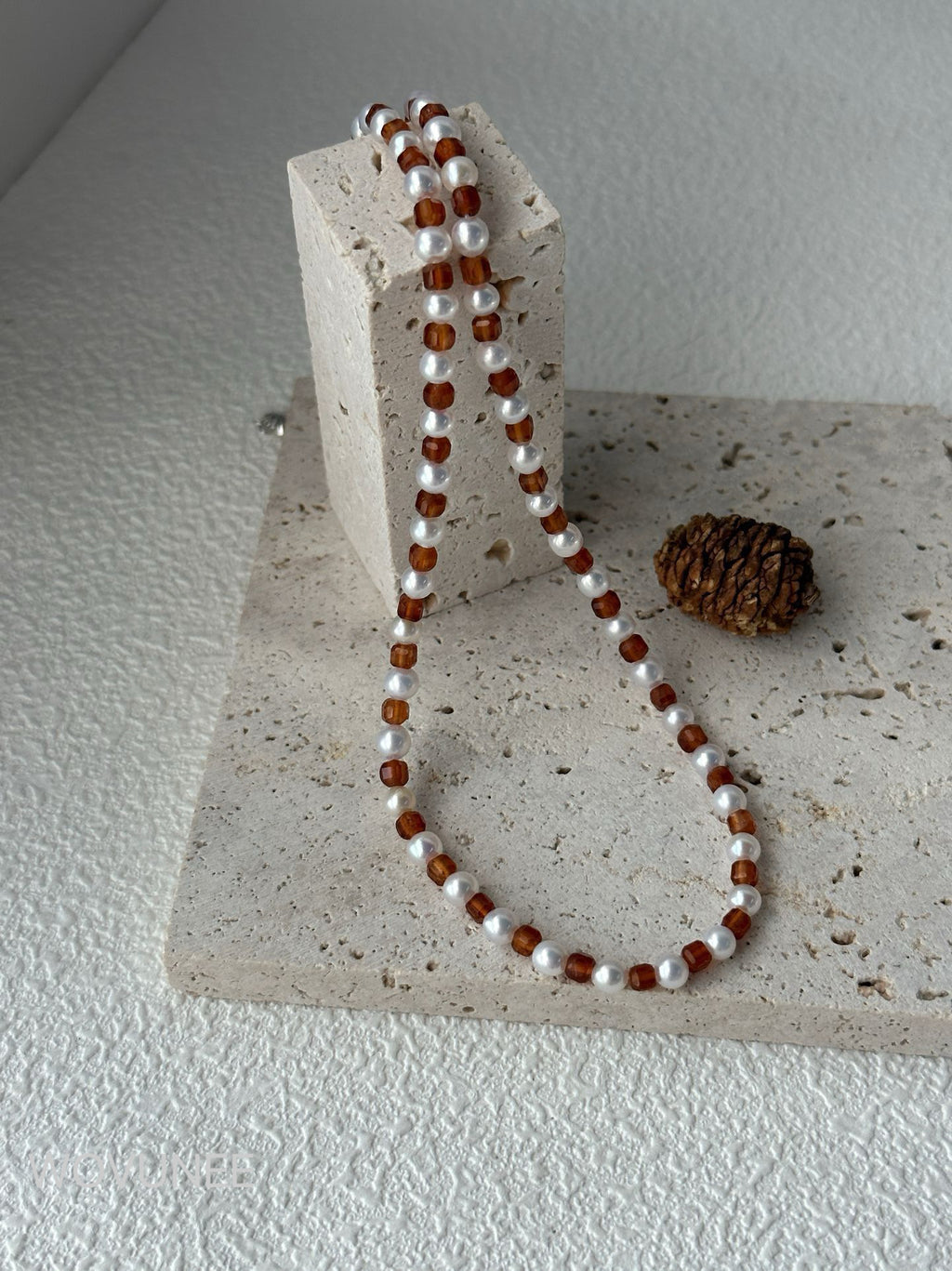Garnet & Baroque Pearl Necklace – Deep Red Edition