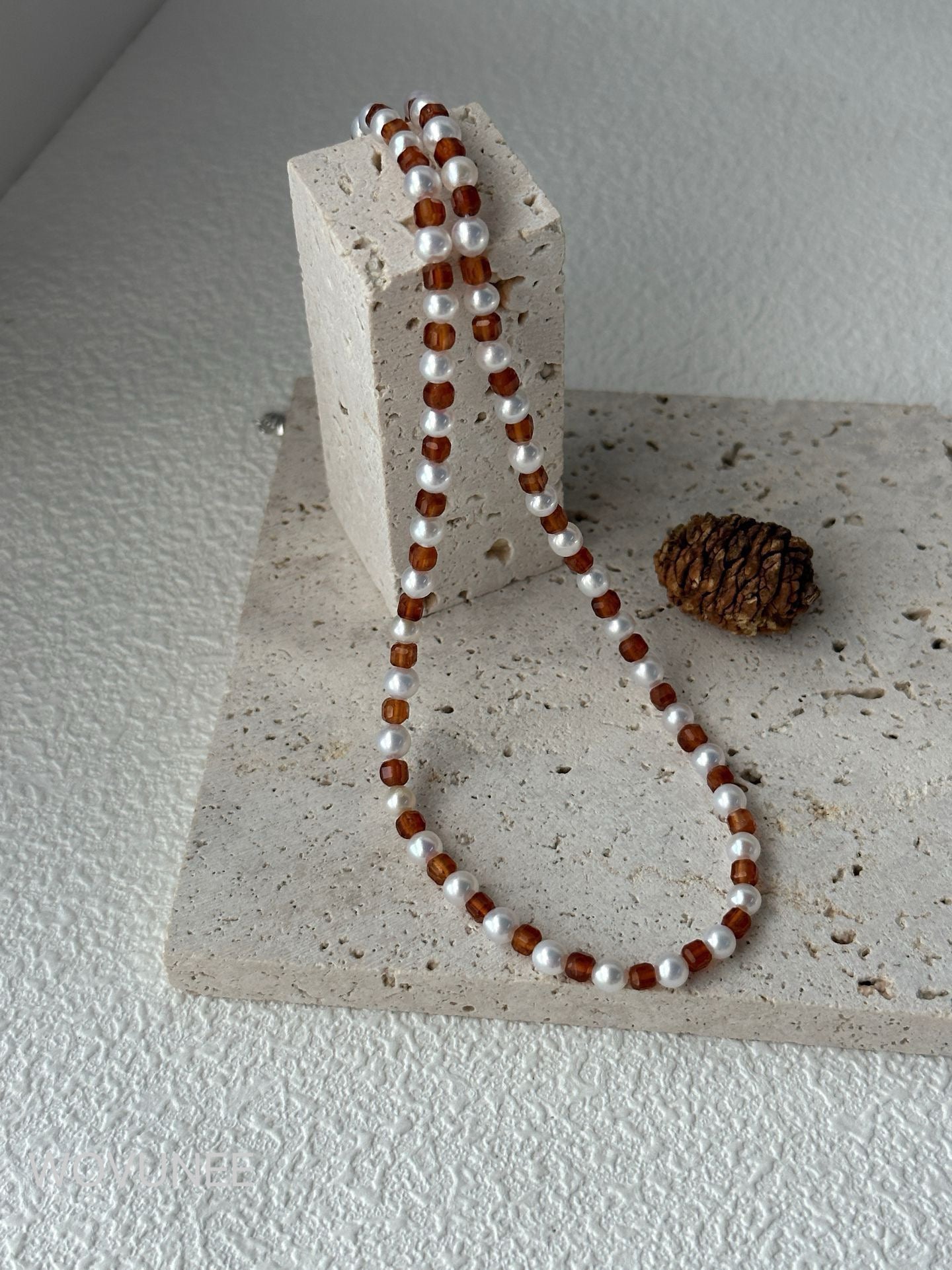 Garnet & Baroque Pearl Necklace – Deep Red Edition