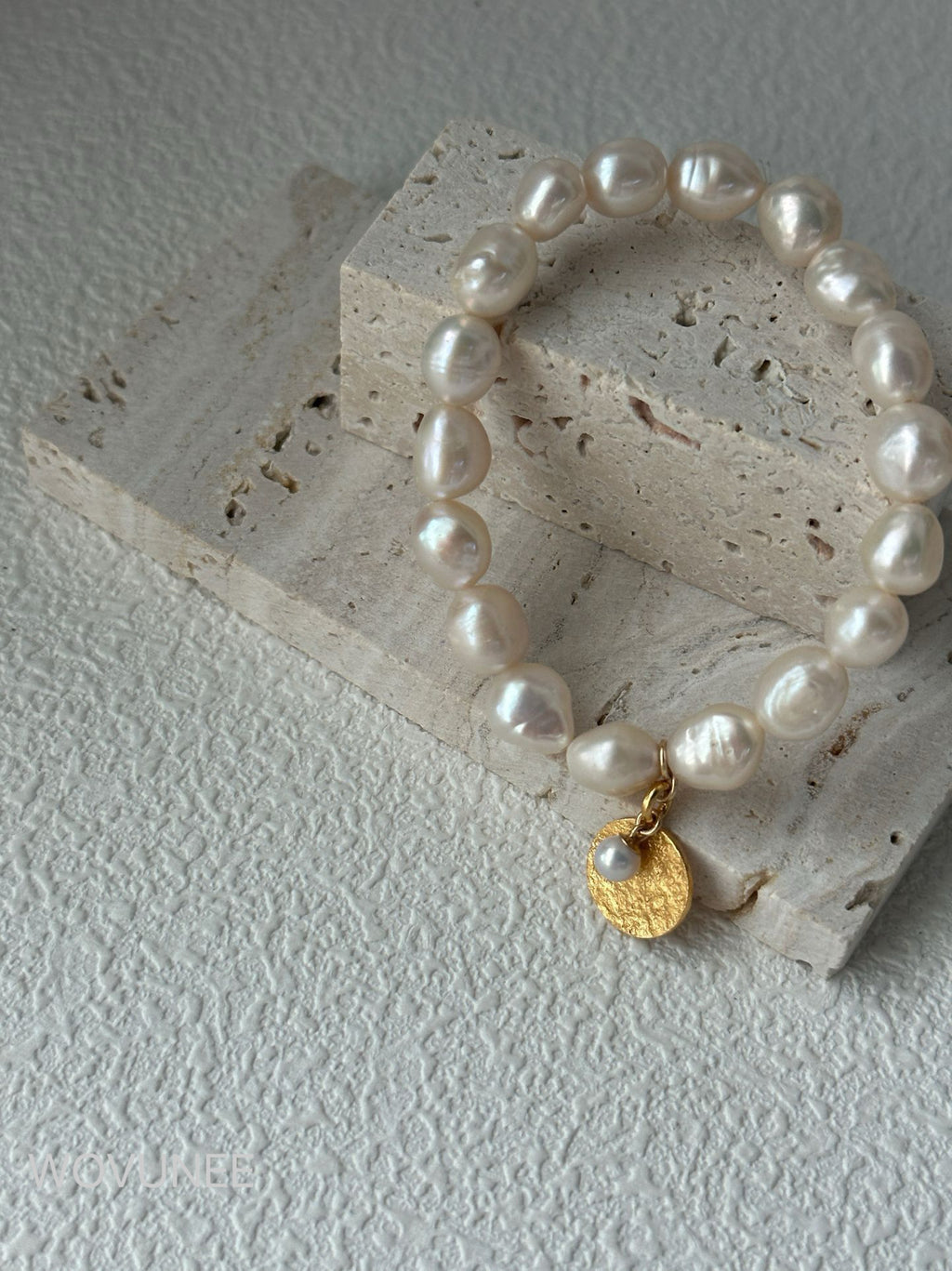 Baroque Pearl Bracelet with Gold Charm
