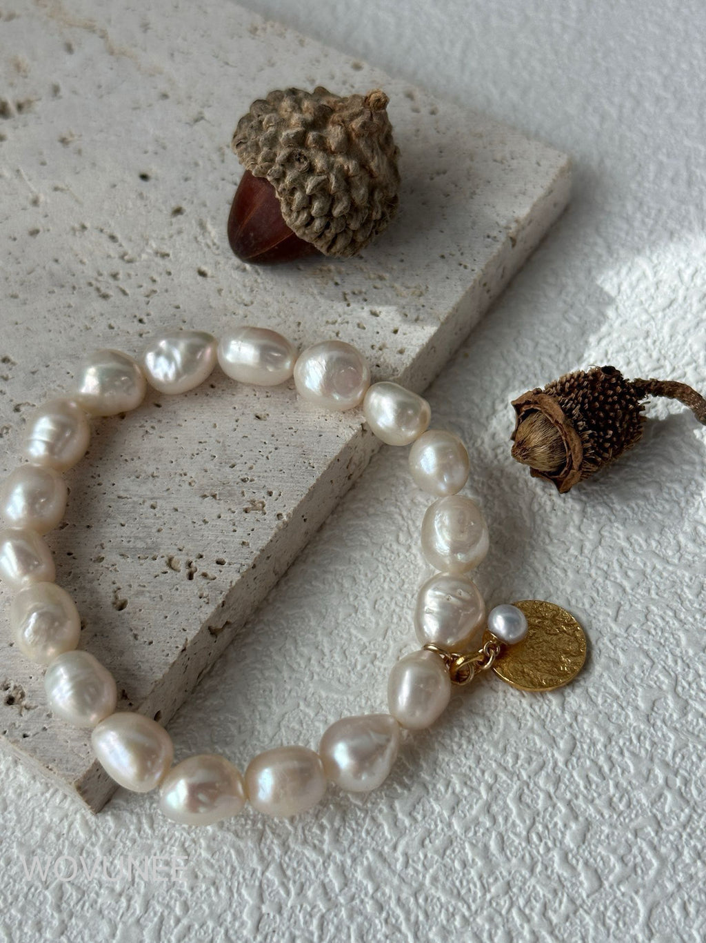 Baroque Pearl Bracelet with Gold Charm
