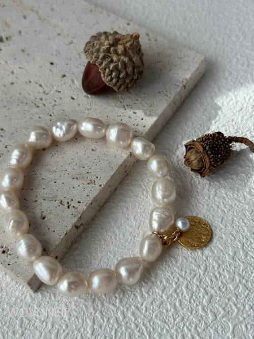 Baroque Pearl Bracelet with Gold Charm