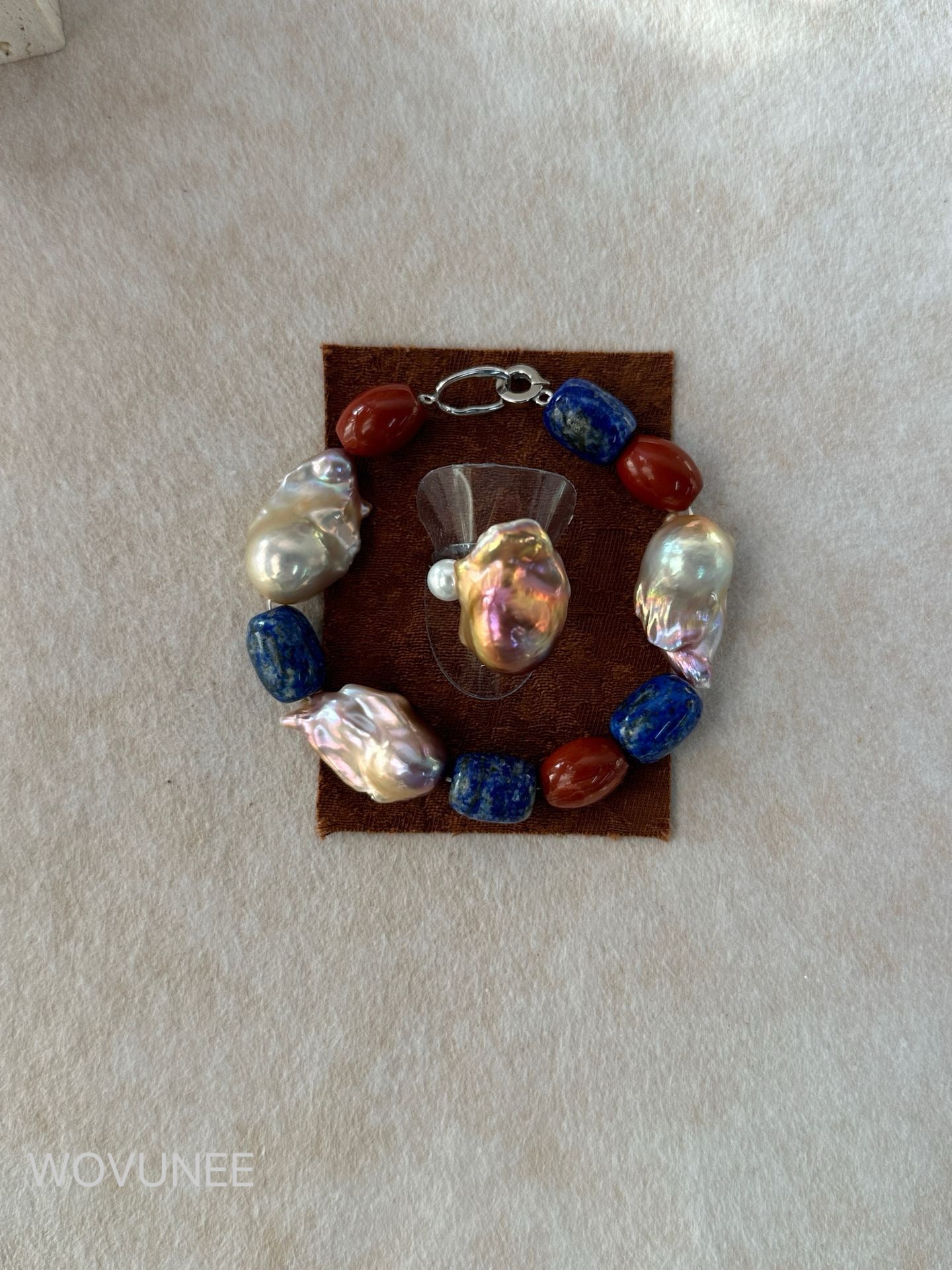 Baroque Pearl & Red Agate Stone Bracelet