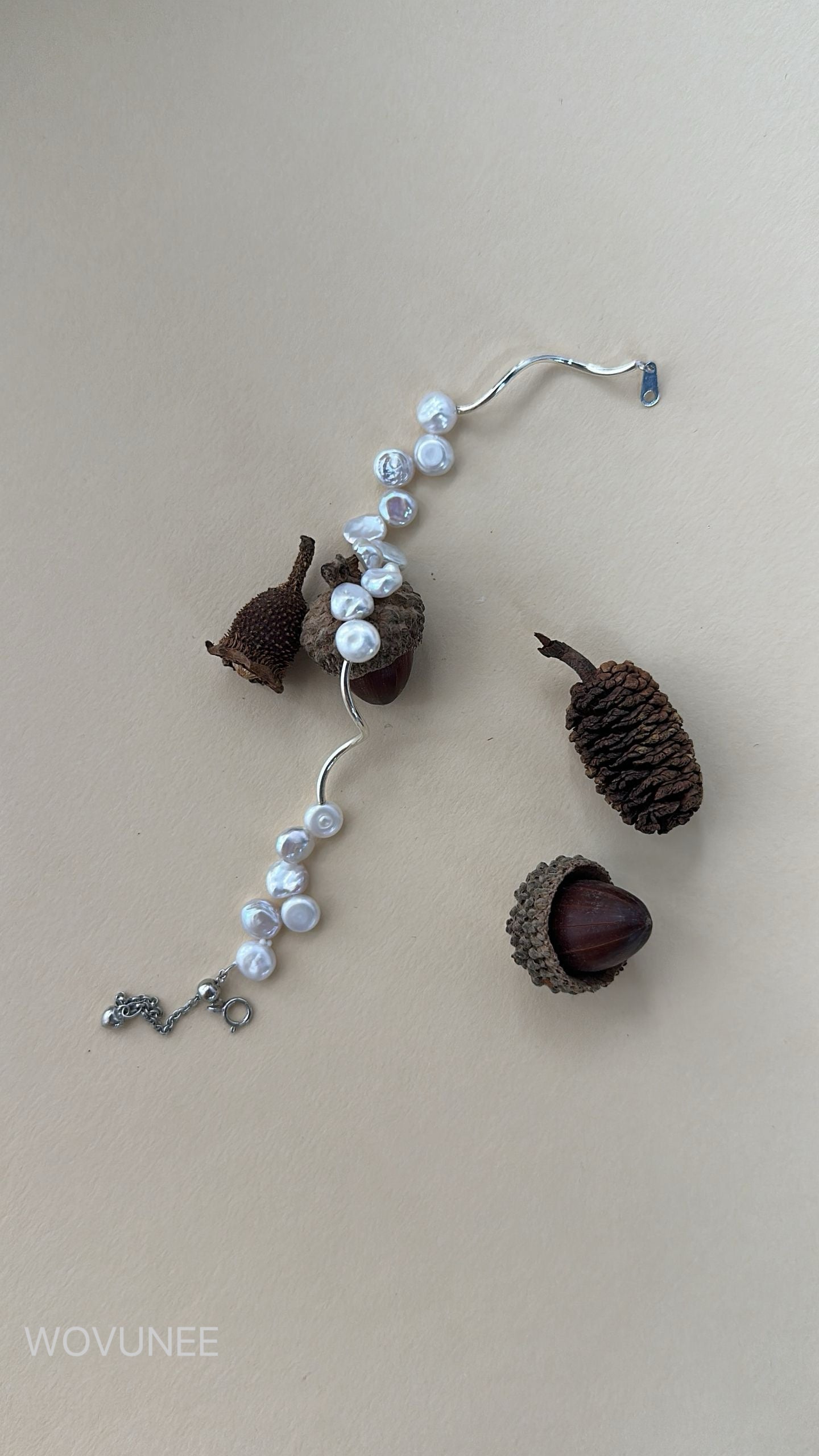 Baroque Pearl Silver Wave Necklace