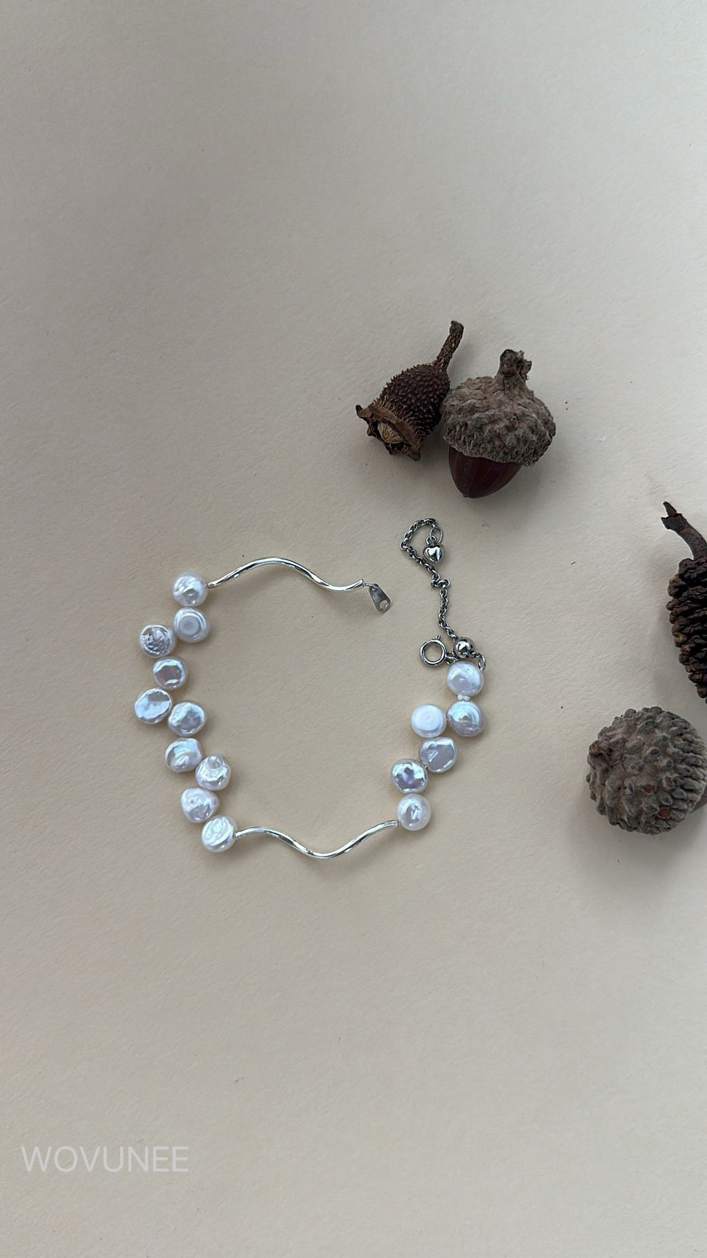 Baroque Pearl Silver Wave Necklace