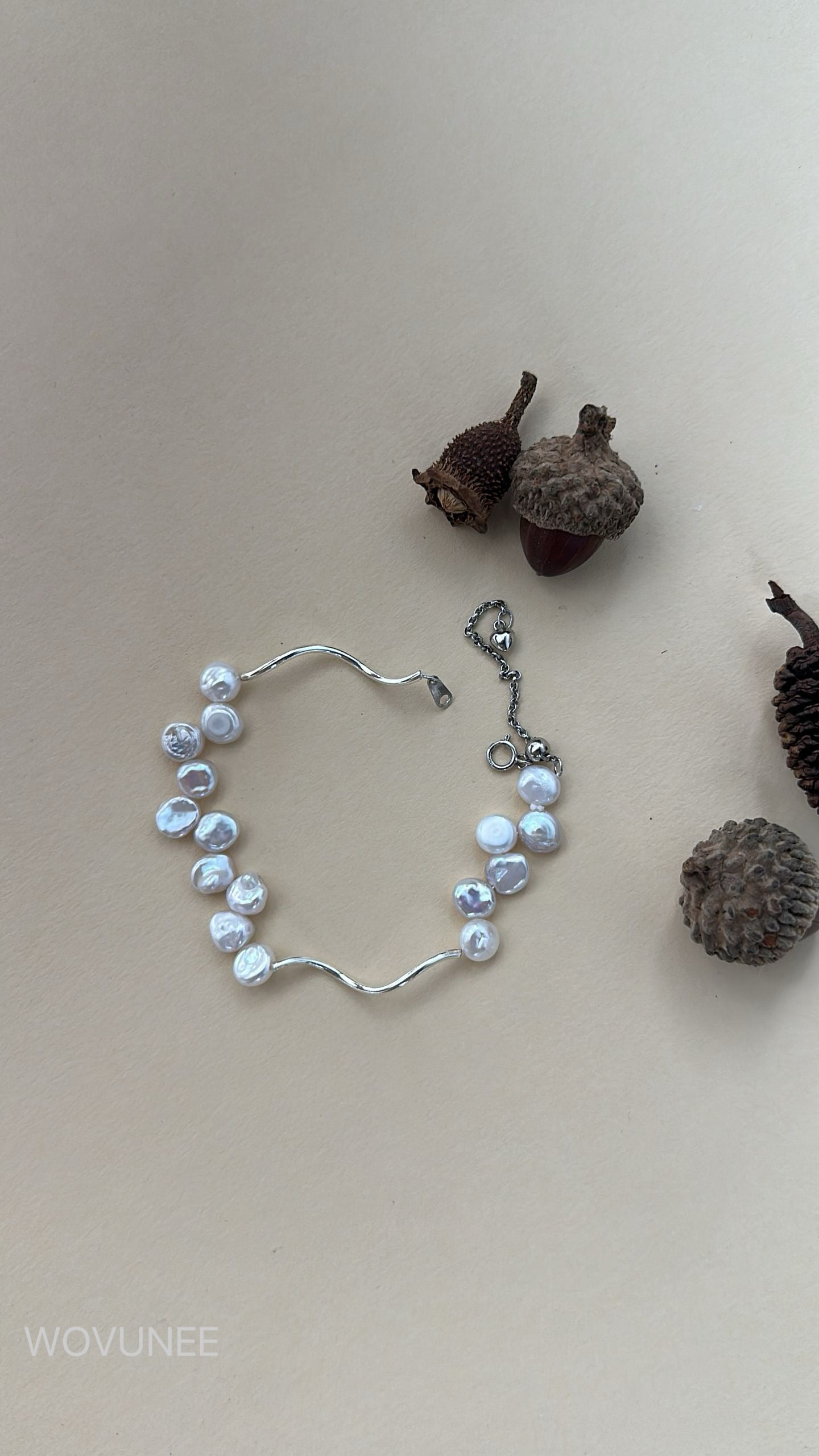 Baroque Pearl Silver Wave Necklace